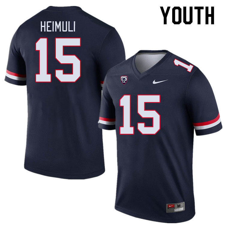 Youth #15 Daniel Heimuli Arizona Wildcats College Football Jerseys Stitched-Navy
